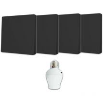 Fast Led Technology - Kit interrupteur va-et-vient sans fil et sans pile prêt à poser - 4 boutons émetteurs + 1 douille à vis radio - noir