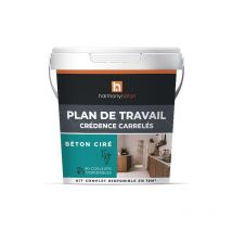 Kit isy Béton ciré pour Plan de travail et Crédence carrelés - Musc 10 m² Satinée - Harmony Béton