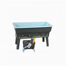 Calipso - Jardiniere mini junior 40L Gris/Bleu Pastel + 1 panier Kajo 4 l + 2 outils de jardin plastiques