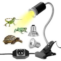 Kit Lampe Chauffante Tortue Terrestre Lampe Reptiles Chauffante Avec 2 Ampoule Uva Uvb 25w 50w Lampe Tortue Terrestre De Base Longue 360 Rotation Pour