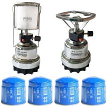 Camper Gaz - Kit Camping Lampe à gaz et Réchaud gaz + 4 Cartouches gaz 190gr Perçables