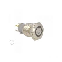 Carall - Interruttore Pulsante Bilanciere Rotondo 5 Pin Metallo Con Spia Led Bianco Freddo 12V Auto Barca Foro 16mm
