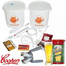 Kit lusso fermentazione coopers per birra 2 contenitori con travasatore completo di malto e accessori