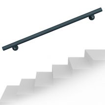 WilTec Kit Main courante Escalier 100cm Noire Acier Revêtement par poudre Rambarde Support mural Poignée Maintien sûr