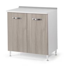 Azur Line - Kit meuble bas avec 2 portes pour cuisine e'quipe'e finitions orme couleur me'le'ze gris