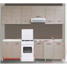 Azur Line - Meuble bas kit sous e'vier 3 portes pour cuisine e'quipe'e, coloris gris me'le'ze finitions orme