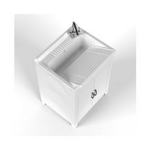 Mongardi - Meuble avec lavabo en résine 60X50 cm pour extérieur et intérieur avec surface de lavage amovible