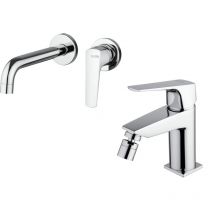 Piralla - Kit mitigeur lavabo mural sans plaque et bidet de couleur chrome Iceberg KITICE4CR