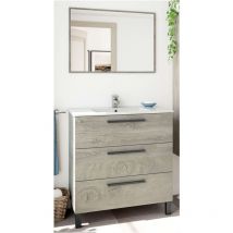 Tuttacasa - Kit Mobile Bagno Athena 3 Cassetti 80 Rovere Alaska