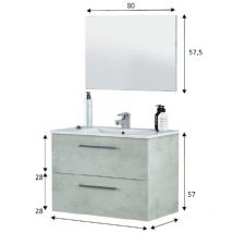 Mobile Bagno Aruba - 2 Cassetti - 80X45X57H Cm - Grigio Cemento