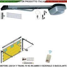 Securvera - Kit Motore 220/24 v da Soffitto Ricambio Cler Basculante 70Kg x Porta Sezionale Automatica Radiocomando 3 mt di Binario Alluminio Estruso