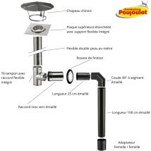 Kit n°2 raccordement mural conduit tubage + émaillé pour poêles à bois sortie supérieure - Poujoulat Diamètre du conduit 150 Longueur flexible 5