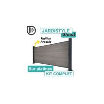 Cloture&jardin - Kit Clôture Composite Gris Clair Effet Brossé 3,6M - Sur Platines - 0,95 mètre