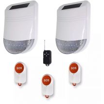 Ultra Secure - Kit panique autonome avancé - 2 sirènes solaires sans-fil IP66 + 3 boutons paniques + télécommande panique (gamme hy)
