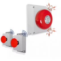 Ultra Secure - Kit panique double sans fil avec cloche - Haute-résistance / 800m / 2 boutons coup de poing sur piles (protect 800)