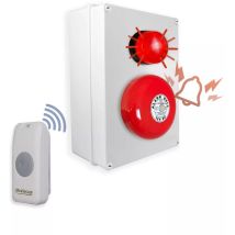 Kit panique sos sans-fil cloche flash - Haute-résistance 800m bouton simple autonome sur piles (Gamme protect 800)