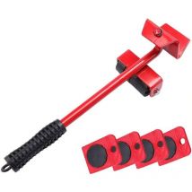 Galozzoit - Kit para mover muebles pesados sin esfuerzo, ruedas resistentes, con 1 barra de elevación y 4 ruedas móviles para levantar y mover
