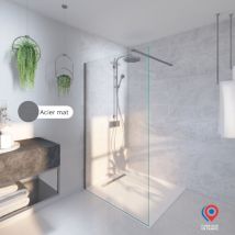 Aurys - Kit Paroi de douche transparente + Rail Acier - Baléares - H.198 x L.70 cm - Fabrication Française normandie