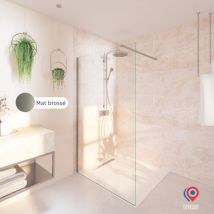 Kit Paroi de douche transparente + Rail Mat brossé - Baléares - H.198 x L.80 cm - Fabrication Française AURYS NORMANDIE