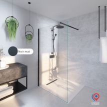 Aurys - Kit Paroi de douche transparente + Rail Noir - Baléares - H.198 x L.80 cm - Fabrication Française normandie