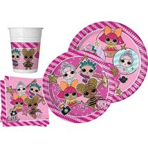 Ciao - Kit Party Tavola l.o.l. Surprise Glam per 24 persone (112 pezzi: 24 piatti carta Ø23cm, 24 piatti carta Ø20cm, 24 bicchieri plastica 200ml, 40