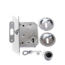 Kit per porte scorrevoli in ottone lucido con serratura a gancio e accessori completa installazione sicura - Cromo satinato