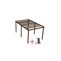 Sud Bois - Kit Pergola / Carport Douglas Structure Légère 3m x 5m - Traité Autoclave Marron - Avec Support