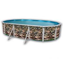 Kit piscine hors-sol acier TOI muro ovale 6.40 x 3.66 x 1.20m décor pierre