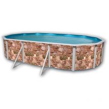 Kit piscine hors-sol acier TOI rocalla ovale 6.40 x 3.66 x 1.20m décor pierre