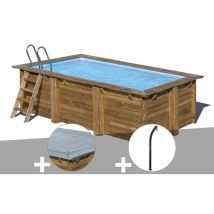 Sunbay - Kit piscine bois Gré Marbella 2 4,20 x 2,70 x 1,17 m + Bâche hiver + Douche