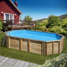 Piscine bois orange 7,55m x 4,56m x h : 1,46m
