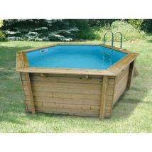 Ubbink - Piscine bois azura hexagonale Ø410x120cm + bâche