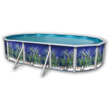Kit piscine hors-sol acier TOI oceano ovale 6.40 x 3.66 x 1.20m décor aquatique