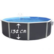 Kit piscine hors-sol acier TOI anthracite magnum compact ronde Ø550x132cm filtre à sable