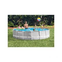 Intex - Kit Piscine hors sol tubulaire Pris Frame - 427 x 107 cm - Ronde (Livrée avec pompe, bâche et échelle) - 26720NP
