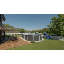 Piscine métal hors sol anthracite 6,40 x 3,95 x 1,32 m - Trigano Jardin - pi9725