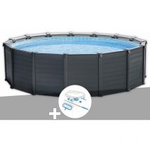 Intex - Kit piscine tubulaire Graphite ronde 4,78 x 1,24 m + Kit d'entretien