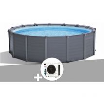 Kit piscine tubulaire Intex Graphite ronde 4,78 x 1,24 m + Pompe à chaleur