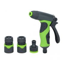 Kit Arrosage 4 pièces Pistolet + 3 raccords 1/2' 8 modes de pulvérisation Poignée softgrip Kinzo