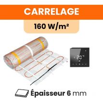 Kit Plancher chauffant électrique carrelage + Thermostat Wifi tactile (tft) Ignis 160 W/m² : 1800 w - 11 m² : longueur: 2200 cm - Largeur: 50 cm