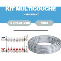 Kit plancher chauffant hydraulique 60 m² collecteur inox - tube multicouche