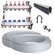 Kit plancher chauffant hydraulique 110 m² collecteur inox - tube multicouche