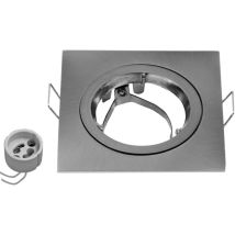 Portafaretto fisso quadrato 83x83mm in alluminio con finitura acciaio satinato – Base lampada GU10-G5.3 – NOVA LINE