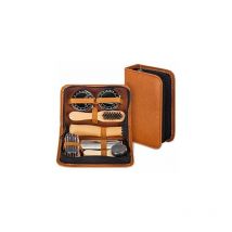 Kit pour Cirage de Chaussures avec étui élégant en cuir PU, Kit pour cirage de chaussures de voyage 7 pièces
