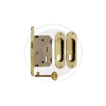 Kit pour portes coulissantes niche ovale serrure 50 mm or poli