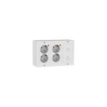 Kit Puesto Trabajo Electrico 4 Schukos Y 2 Rj45 V2 Blanco