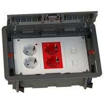Kit Puesto Trabajo Suelo Empotrar 4 Schukos Y 2 Rj45 Blanco