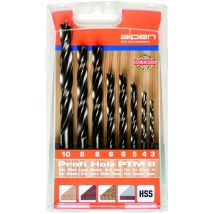 Alpen - 600093100 Kit punte a spirale da legno 8 parti 3 mm, 4 mm, 5 mm, 6 mm, 8 mm, 10 mm Alberino cilindrico 1 kit