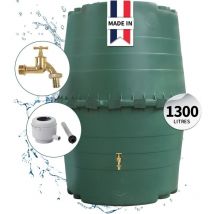 Garantia - Kit Réservoir TOP-Tank 1300L vert avec ensemble robinet laiton et collecteur Eco de luxe gris