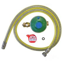 Kit regolatore 7Kg/h 20-60mbar con flessibile EN14800 per collegamento cucine, Barbecue, fornelli ecc. Completo di Loctite55 per il fissaggio.